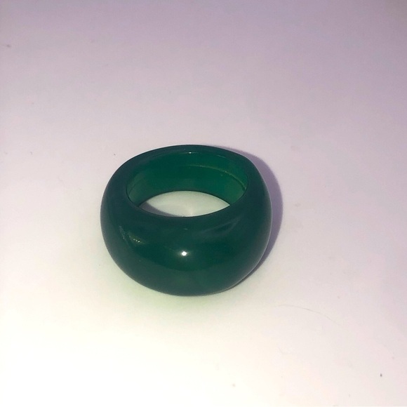 VTG Green Banded Agate Chunky Carved Dome / Bubble Style Ring Sz 9.5 - Picture 7 of 11